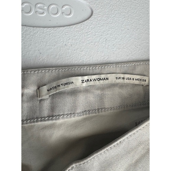 Zara Woman Skinny Coated Biker Jeans Moto Style Light Gray Size 6 - Picture 3 of 6